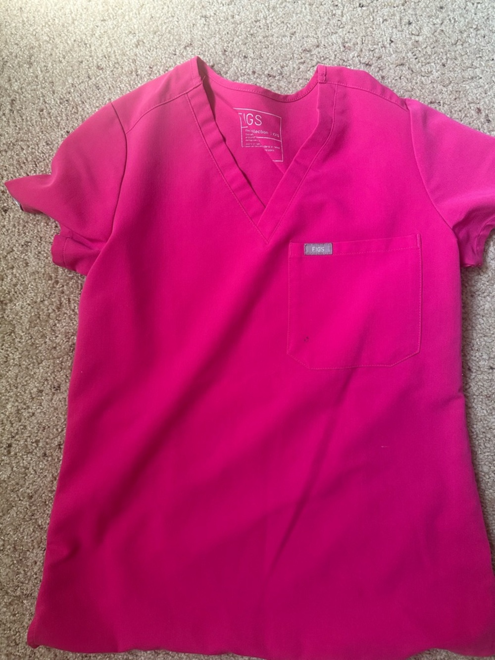 Figs Women's V-Neck Scrub Top in Fuchsia Pink